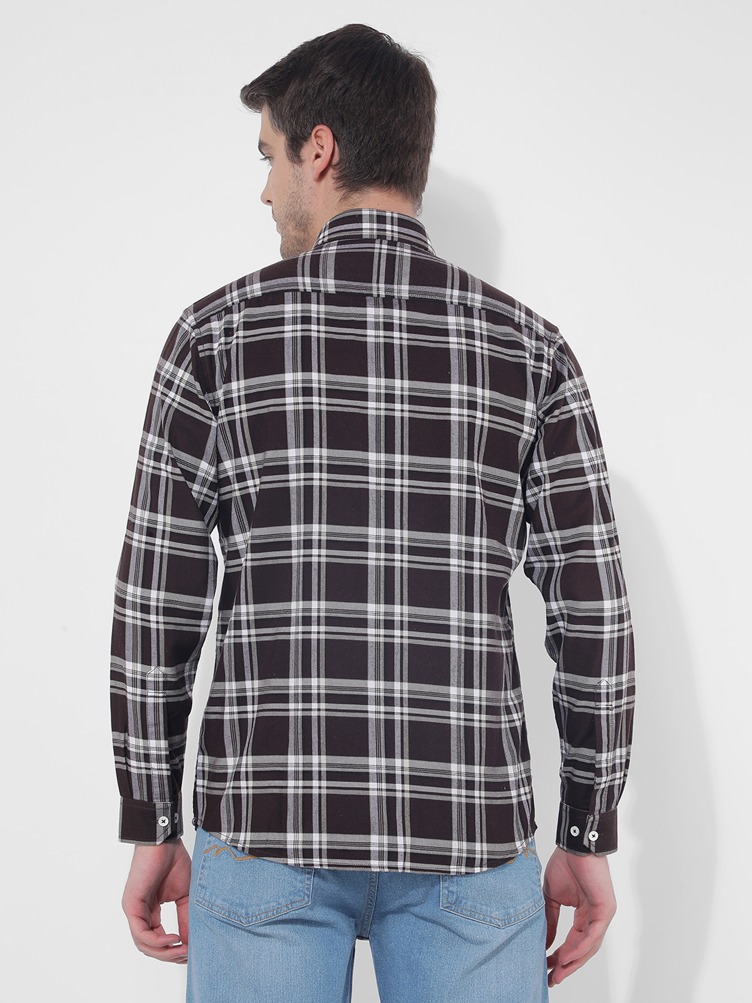 Numero Uno Men Checkered Brown Shirt